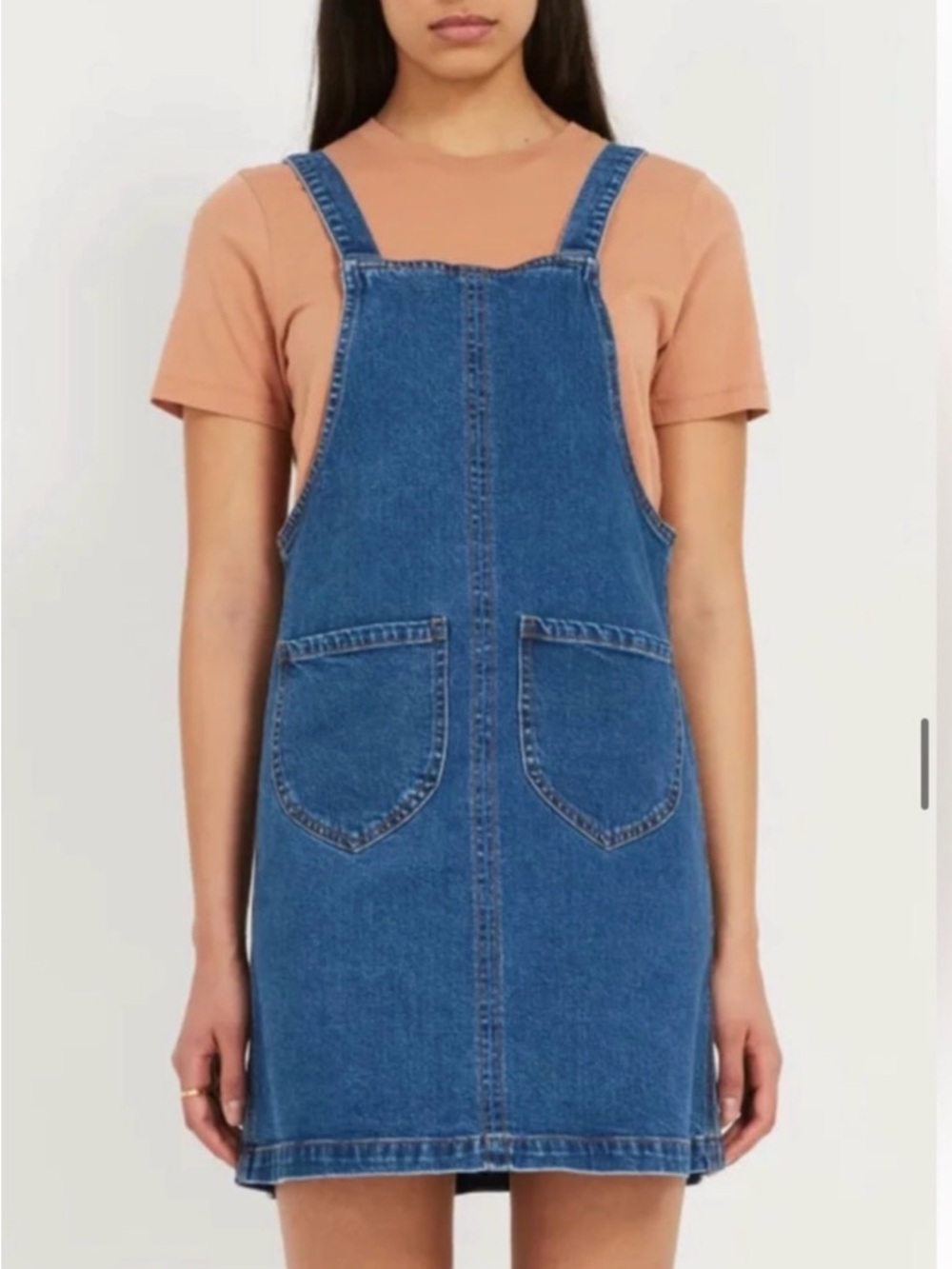 Frank & Oak Blue Denim Pinafore Dress.